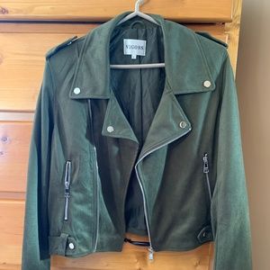 Olive Suede Moto Jacket by Vigoss